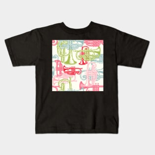 Pink Cornets Repeat Pattern Kids T-Shirt